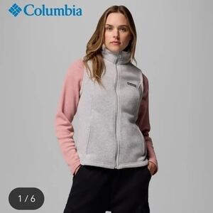 Columbia Light Gray and Soft Pink Fleece Jacket